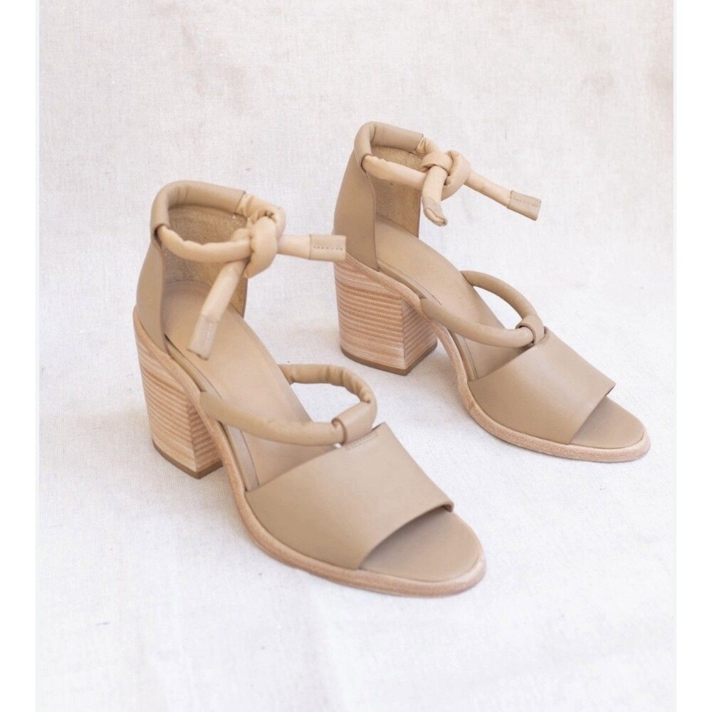 WAL & PAI Orum 2 Sandals Women’s 40/ US 9 Nude Calf Leather 4” Heels Ankle Ties